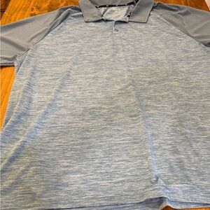 ZELOS Men's Heathered Sky Blue and Slate Polo